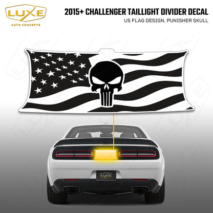 2015+ Challenger Taillight Center Divider Decal - US Flag Design, Punisher Skull Kit