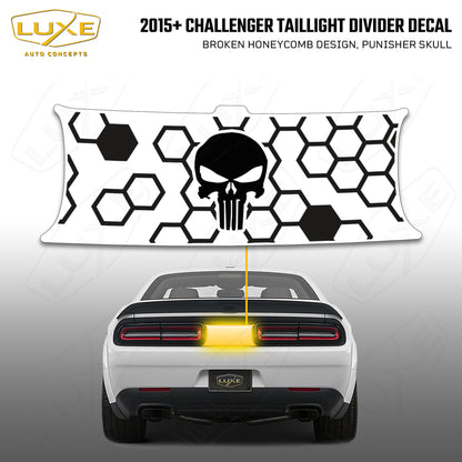 2015+ Challenger Taillight Center Divider Decal - Broken Honeycomb Design, Punisher Skull Kit