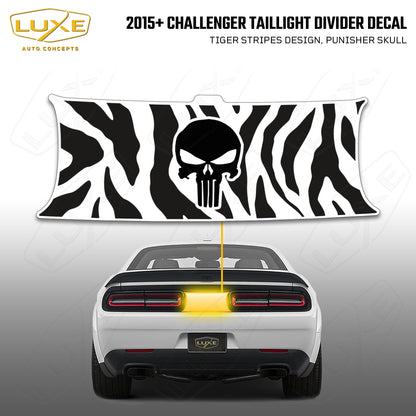 2015+ Challenger Taillight Center Divider Decal - Tiger Stripes Design, Punisher Skull Kit