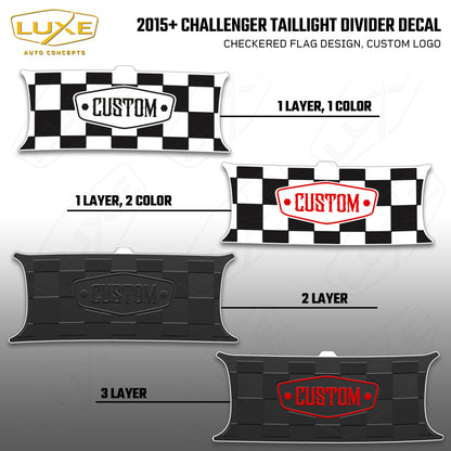 2015+ Challenger Taillight Center Divider Decal - Checkered Flag Design, Custom Logo