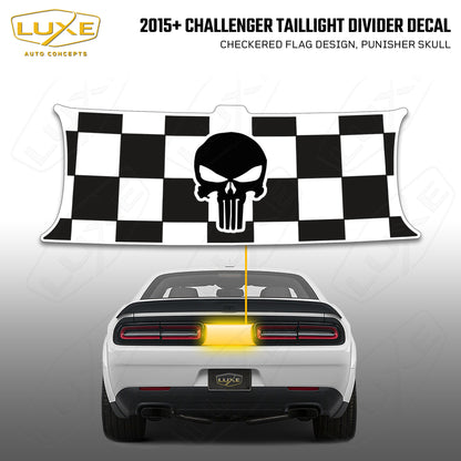 2015+ Challenger Taillight Center Divider Decal - Checkered Flag Design, Punisher Skull Kit