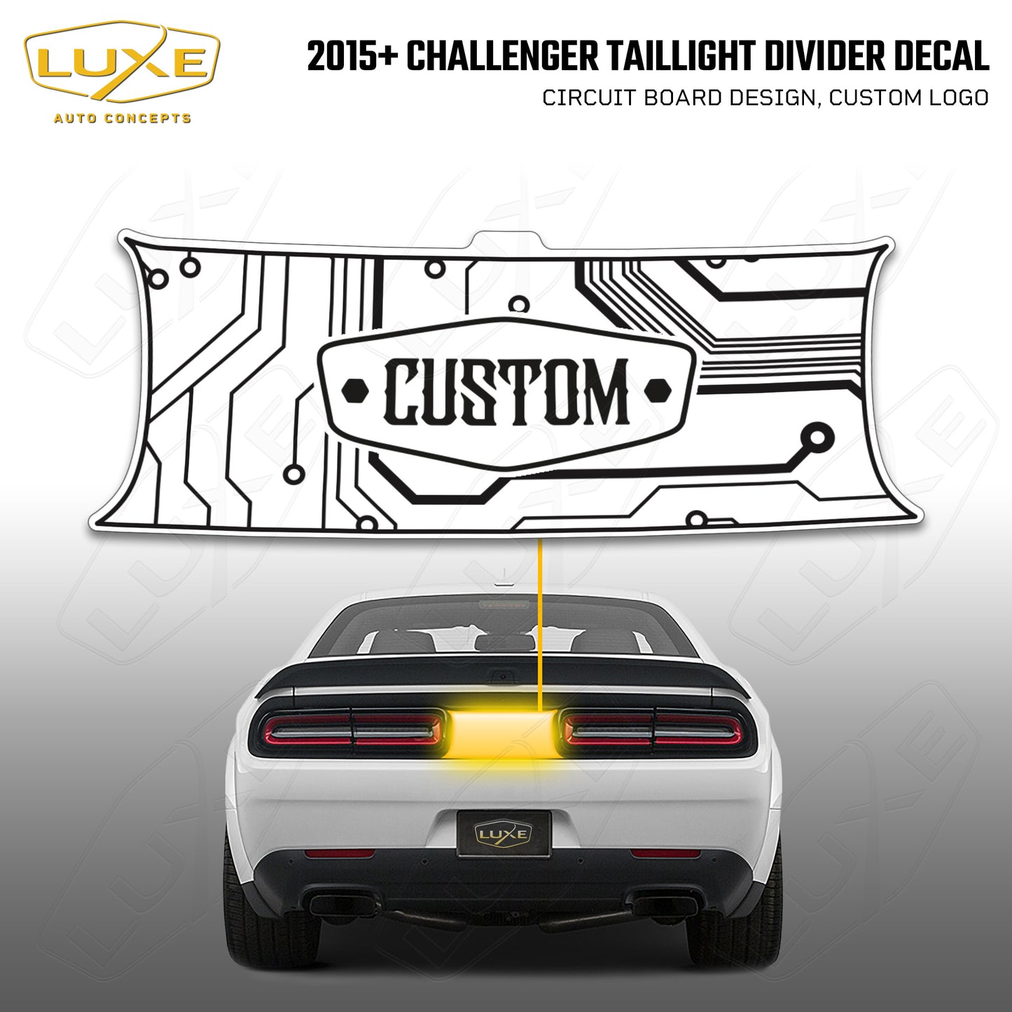 2015+ Challenger Taillight Center Divider Decal - Circuit Board Design, Custom Logo