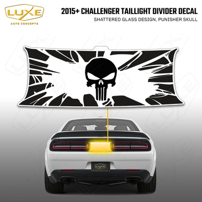 2015+ Challenger Taillight Center Divider Decal - Shattered Glass Design, Punisher Skull Kit