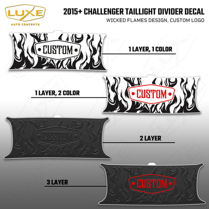 2015+ Challenger Taillight Center Divider Decal - Wicked Flames Design, Custom Logo