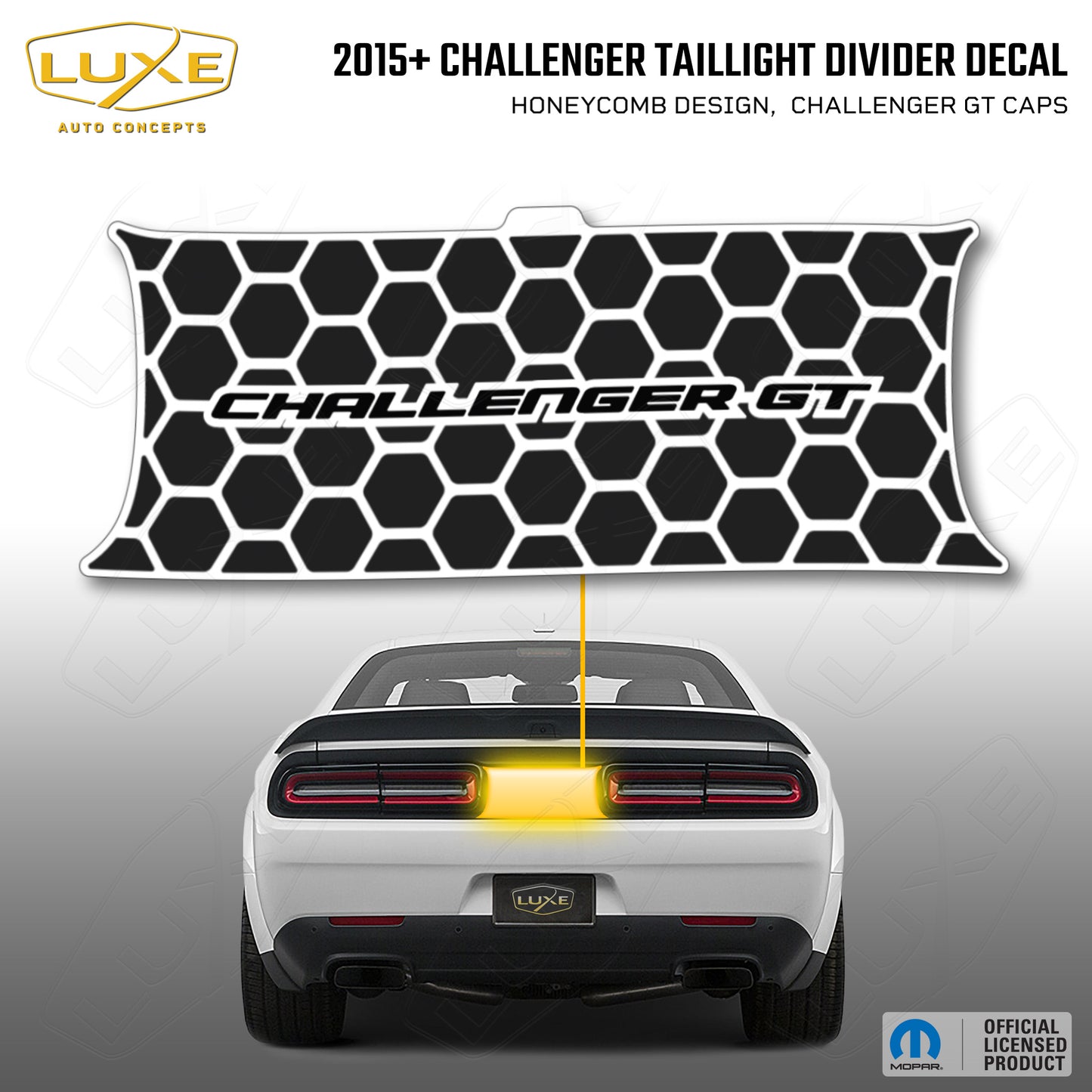 2015+ Challenger Taillight Center Divider Decal - Honeycomb Design, Challenger GT Caps Kit