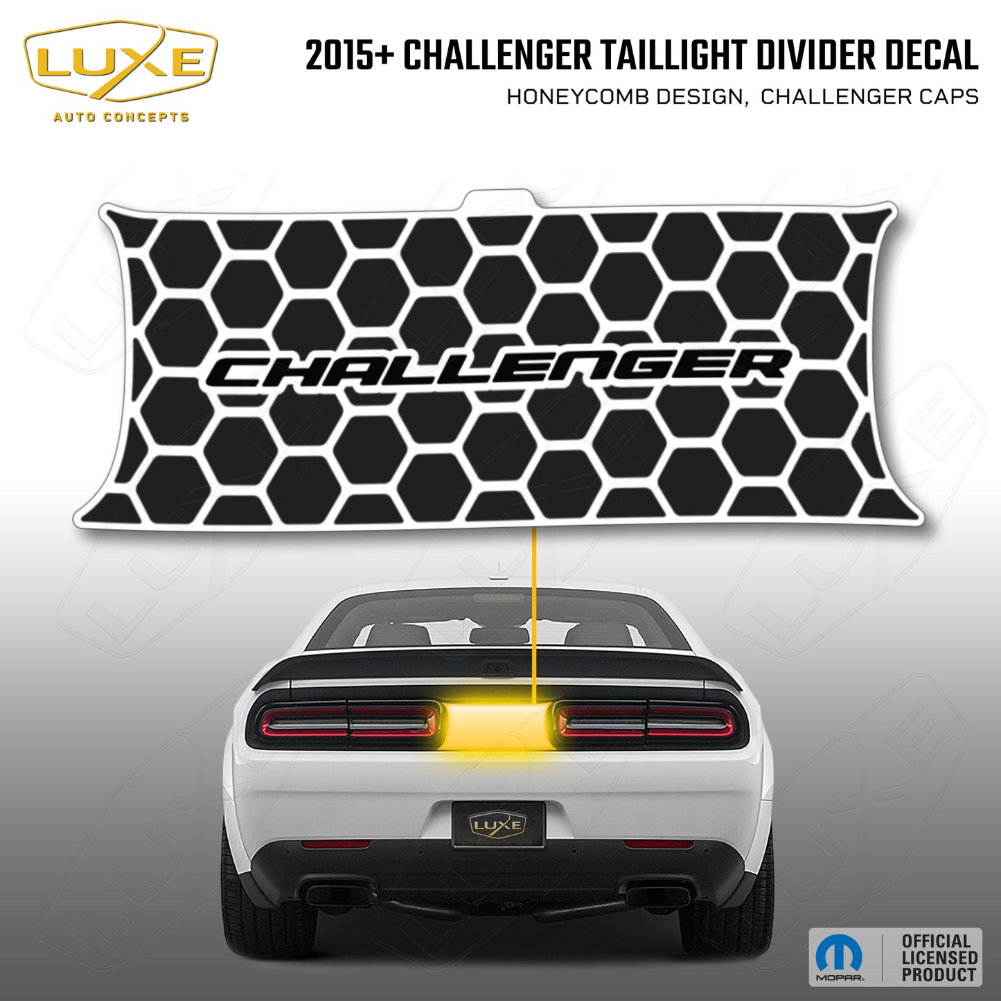 2015+ Challenger Taillight Center Divider Decal - Honeycomb Design, Challenger Caps