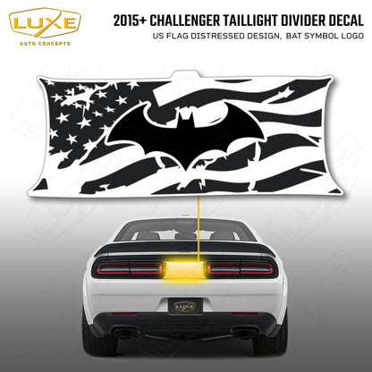 2015+ Challenger Taillight Center Divider Decal - US Flag Distressed Design, Bat Symbol