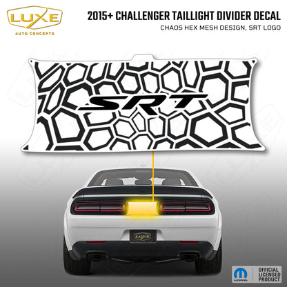 2015+ Challenger Taillight Center Divider Decal - Chaos Hex Mesh Design, SRT Logo Kit