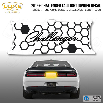 2015+ Challenger Taillight Center Divider Decal - Broken Honeycomb Design, Challenger Script Logo Kit