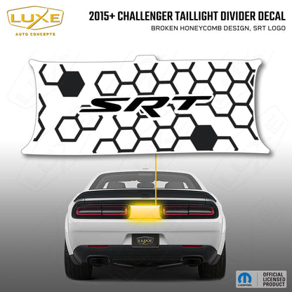 2015+ Challenger Taillight Center Divider Decal - Broken Honeycomb Design, SRT Logo Kit