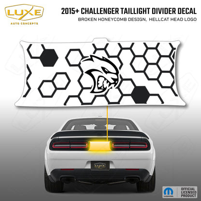 2015+ Challenger Taillight Center Divider Decal - Broken Honeycomb Design, Hellcat Head Logo Kit