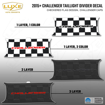 2015+ Challenger Taillight Center Divider Decal - Checkered Flag Design, Challenger Caps Kit