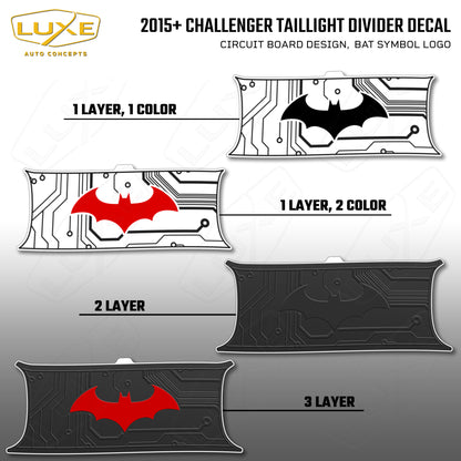 2015+ Challenger Taillight Center Divider Decal - Circuit Board Design, Bat Symbol