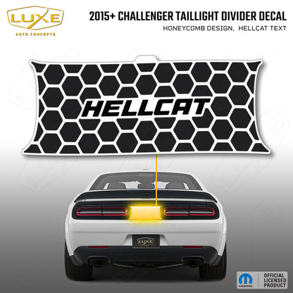 2015+ Challenger Taillight Center Divider Decal - Honeycomb Design, Hellcat Text Kit