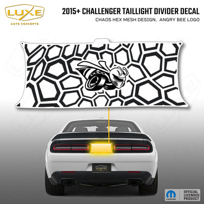 2015+ Challenger Taillight Center Divider Decal - Chaos Hex Mesh Design, Angry Bee Logo Logo Kit