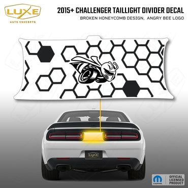 2015+ Challenger Taillight Center Divider Decal - Broken Honeycomb Design, Angry Bee Logo Kit