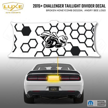 2015+ Challenger Taillight Center Divider Decal - Broken Honeycomb Design, Angry Bee Logo