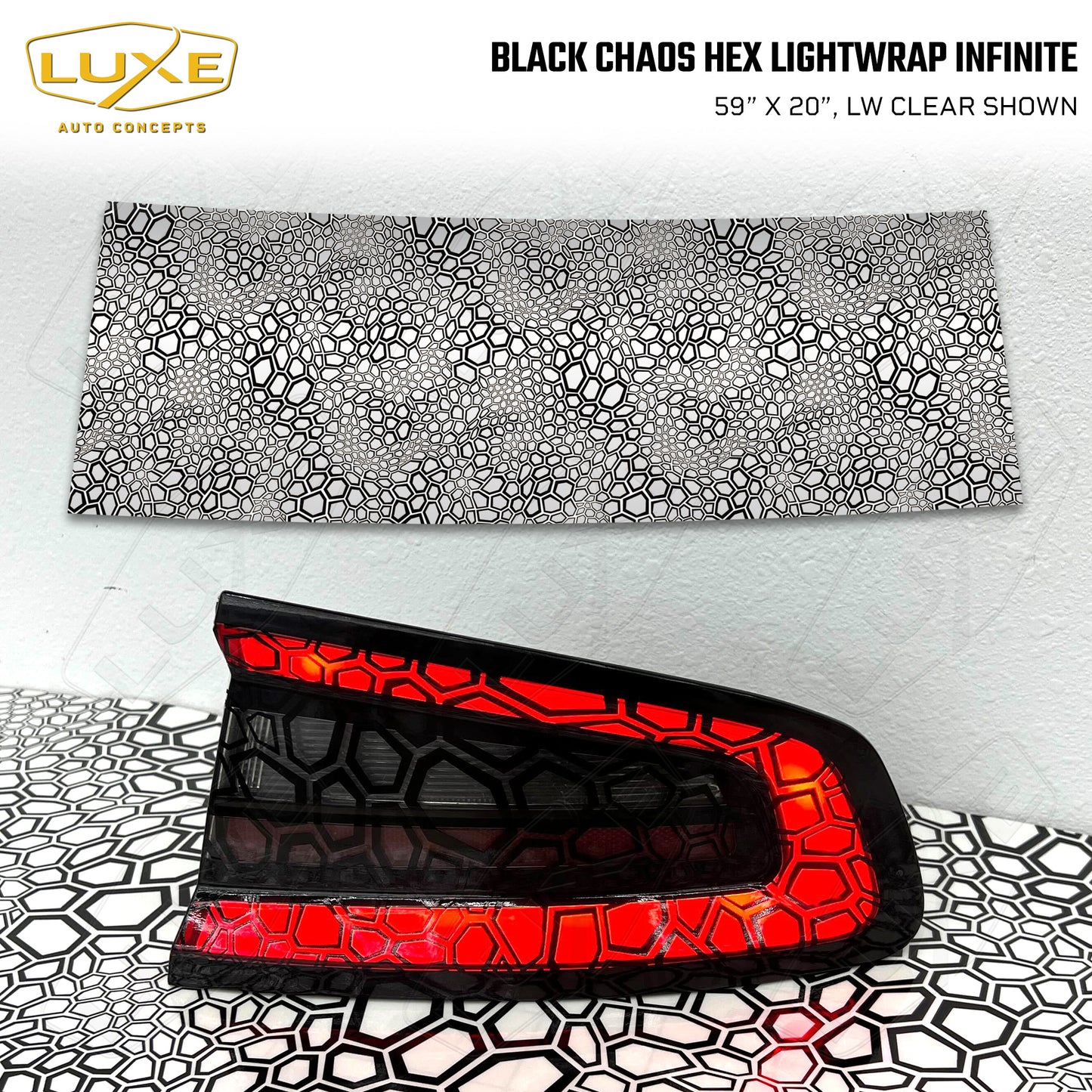 Black Chaos Hex Taillight Tint - LightWrap Infinite Print