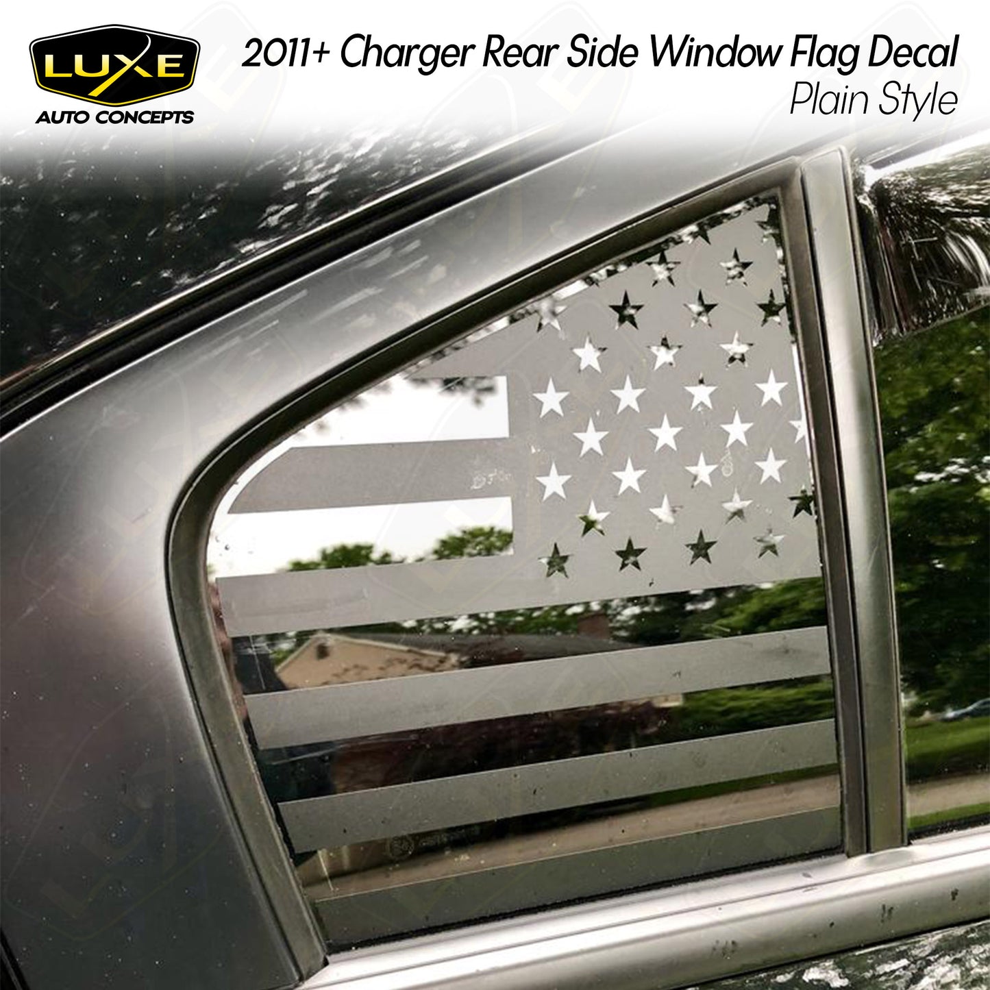 2011+ Charger Rear Side Window Decal - Plain Flag