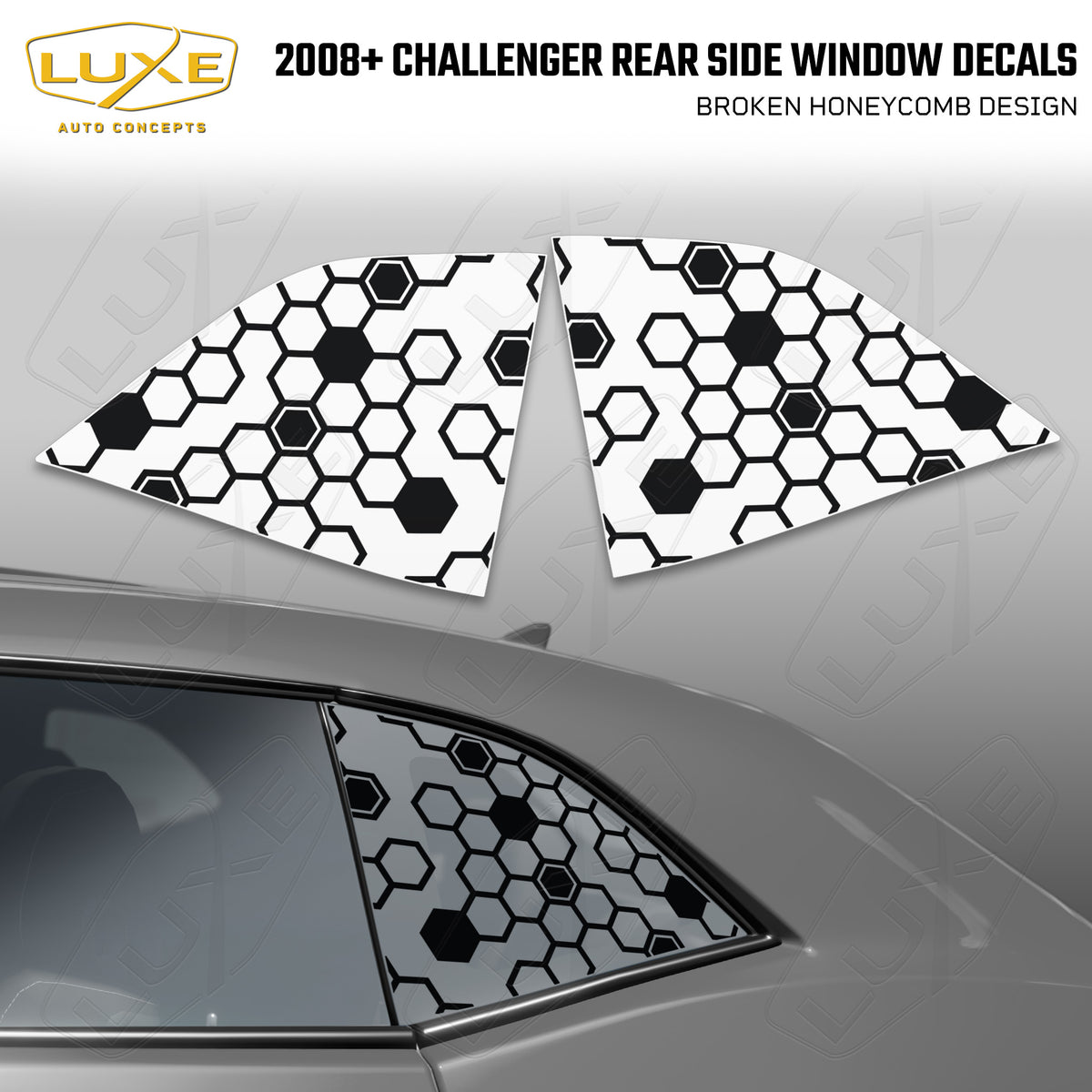 2008+ Challenger Rear Quarter Window Cut Vinyl Decals - Broken