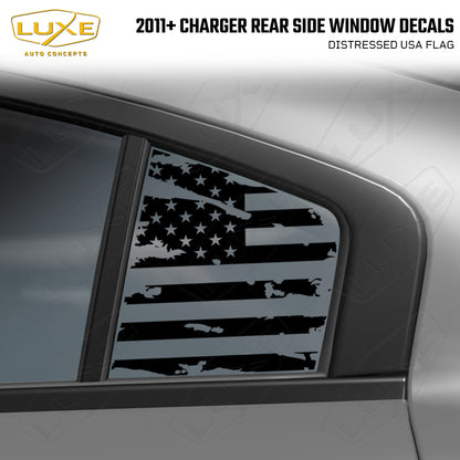 2011+ Charger Rear Side Window Decal - Distressed Flag