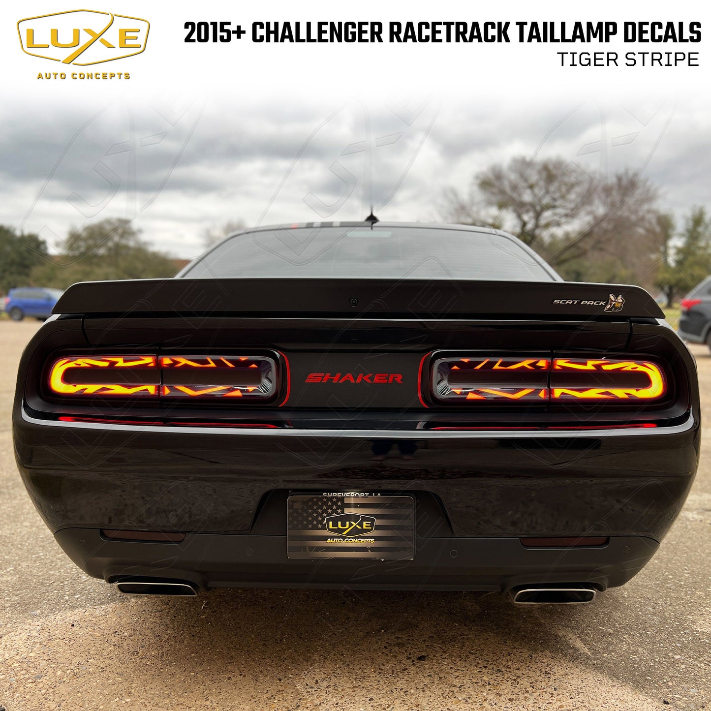 2015+ Challenger Racetrack Taillamp Decals - Tiger Stripe