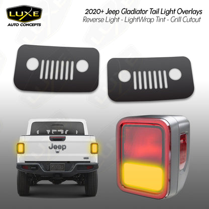 2020+ Jeep Gladiator JT Tail Light Overlays - Reverse Lights Kit Grill Cutout Kit