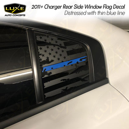 2011+ Charger Rear Side Window Decal - Distressed Flag