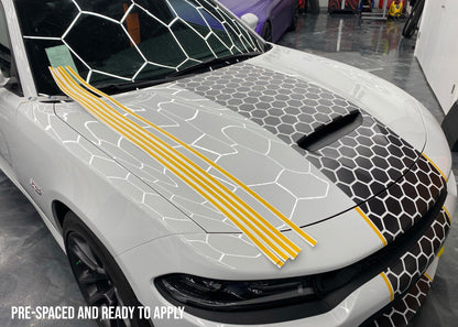 Standard Vehicle Stripe Kit - Dual Pinstripes, Pre-Spaced - Orange Red - Luxe Auto Concepts