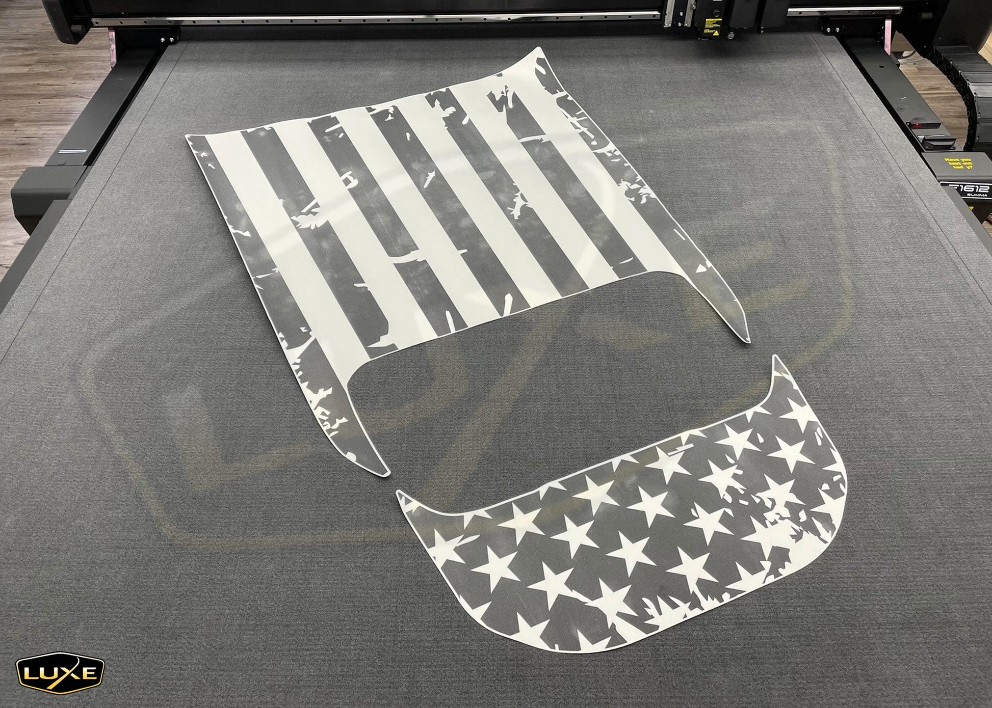 RAM TRX Hood Decal Pair - Stars and Stripes 1, Distressed - Luxe Auto Concepts